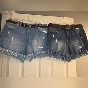 Womens Jrs No Boundaries Festival Distress Dark Medium Wash Denim Jean Shorts 17